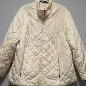 Charter Club Ivory Quilted Puffer Jacket